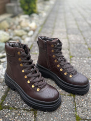 06192 Arezzo Leather Boots Brown