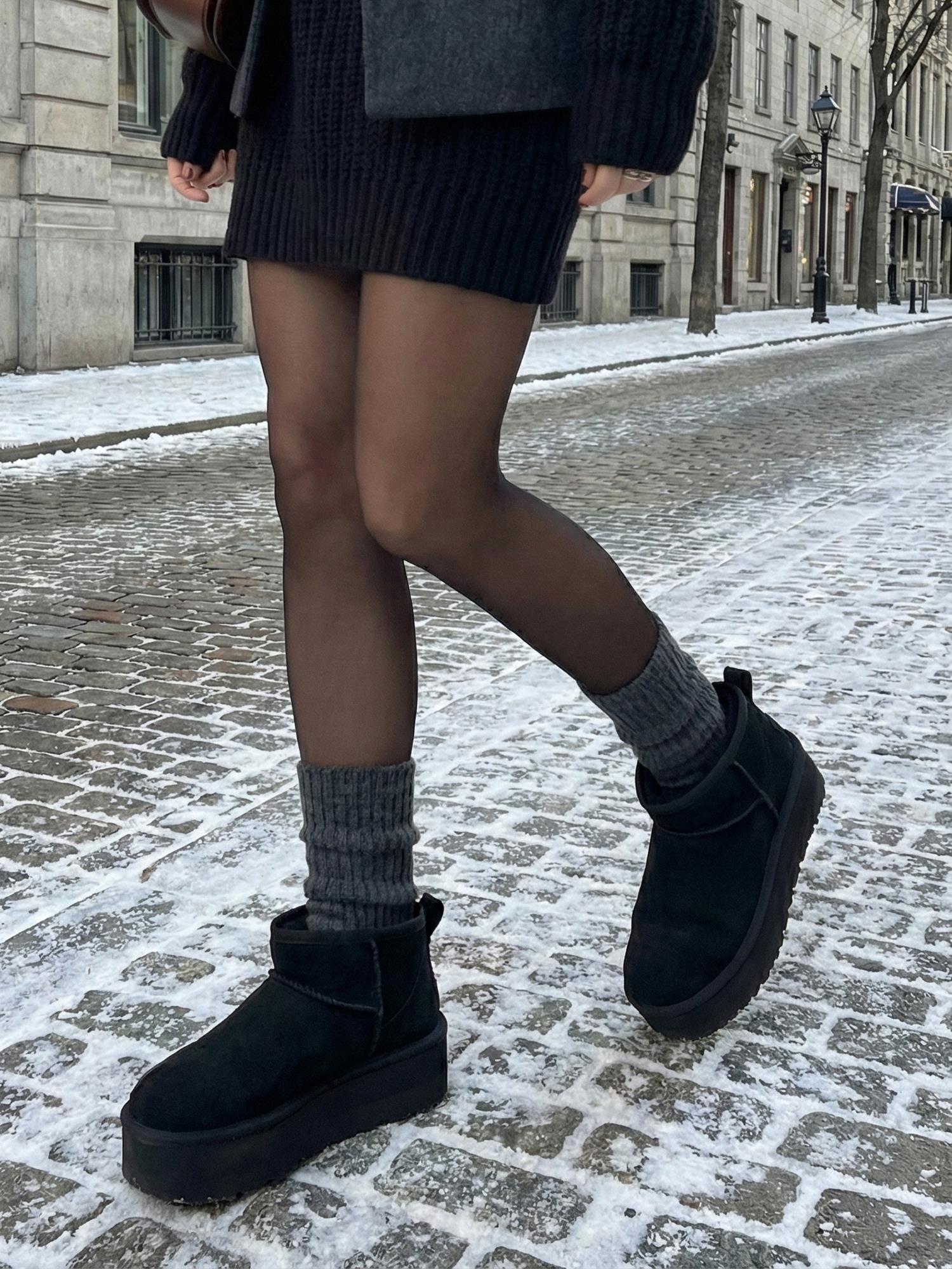 05294 Platform wool suede water resistant black