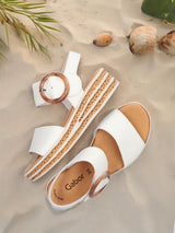 08370 Platform Sandal Cream Leather