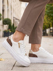 04227 White Leopard Sneaker Skinn