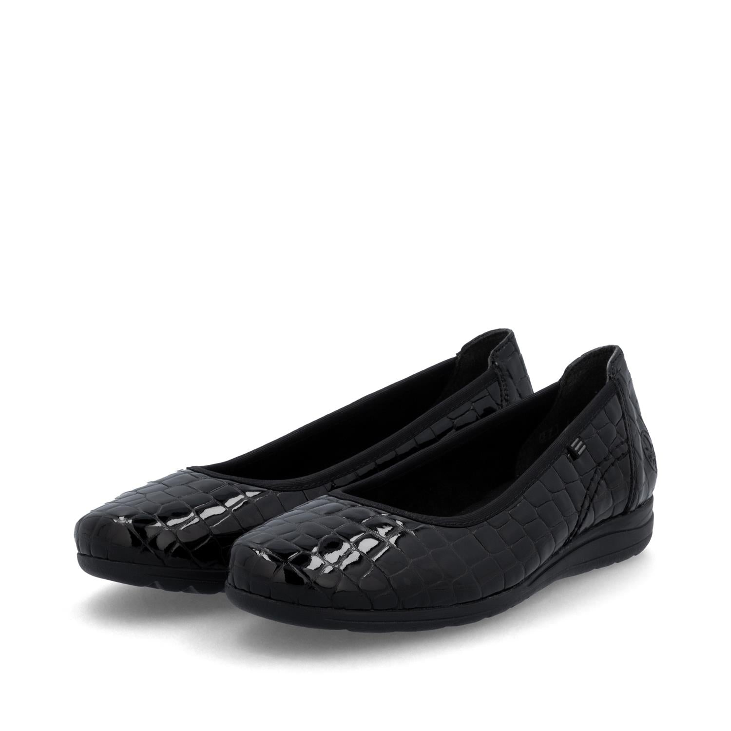 03782 Black Croc Patent Ballerina