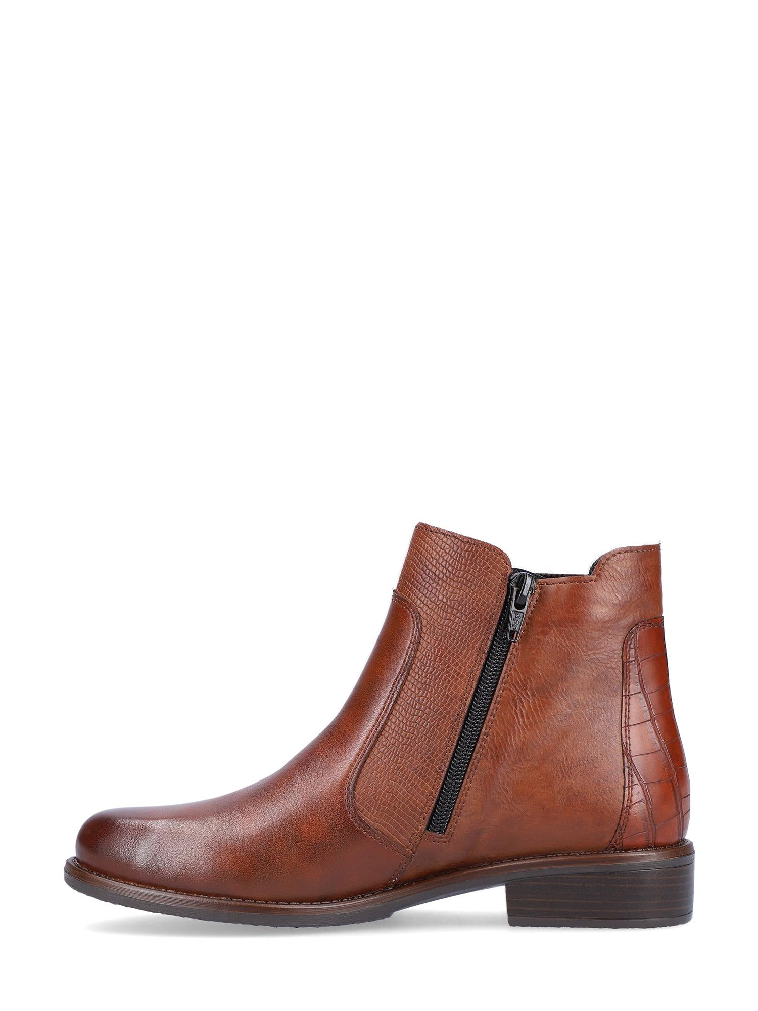 04802 Brown Leather Zip Boots