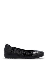 03782 Black Croc Patent Ballerina