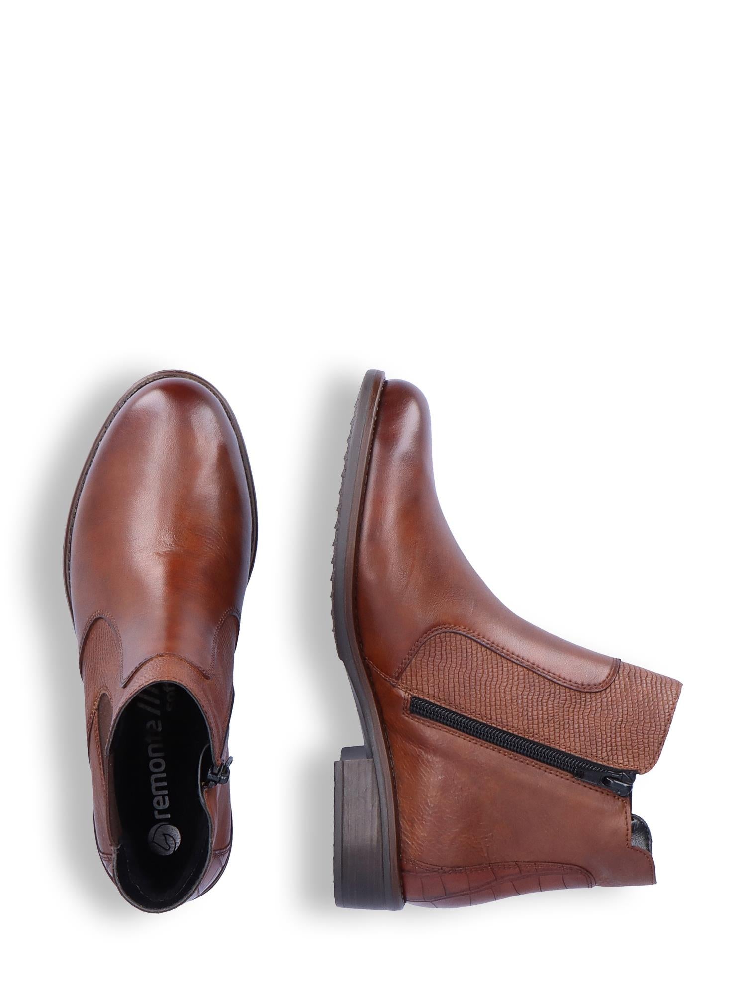 04802 Brown Leather Zip Boots