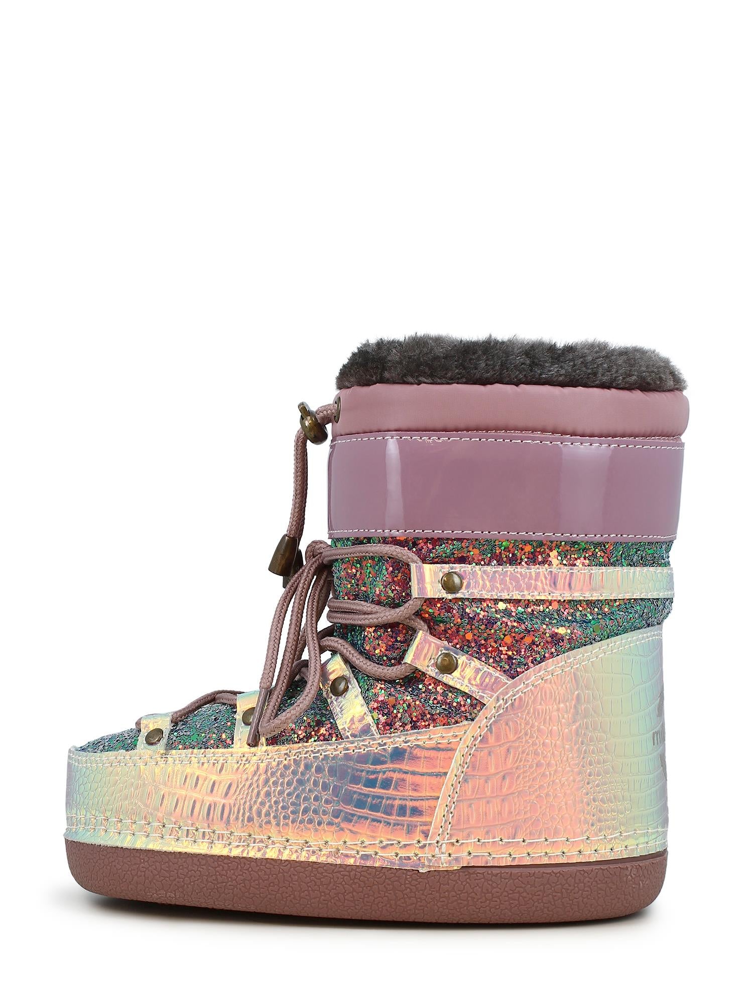 04164 Snow Boot Glitter Rose Brown