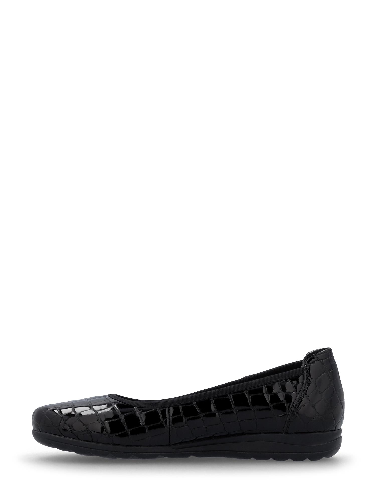 03782 Black Croc Patent Ballerina
