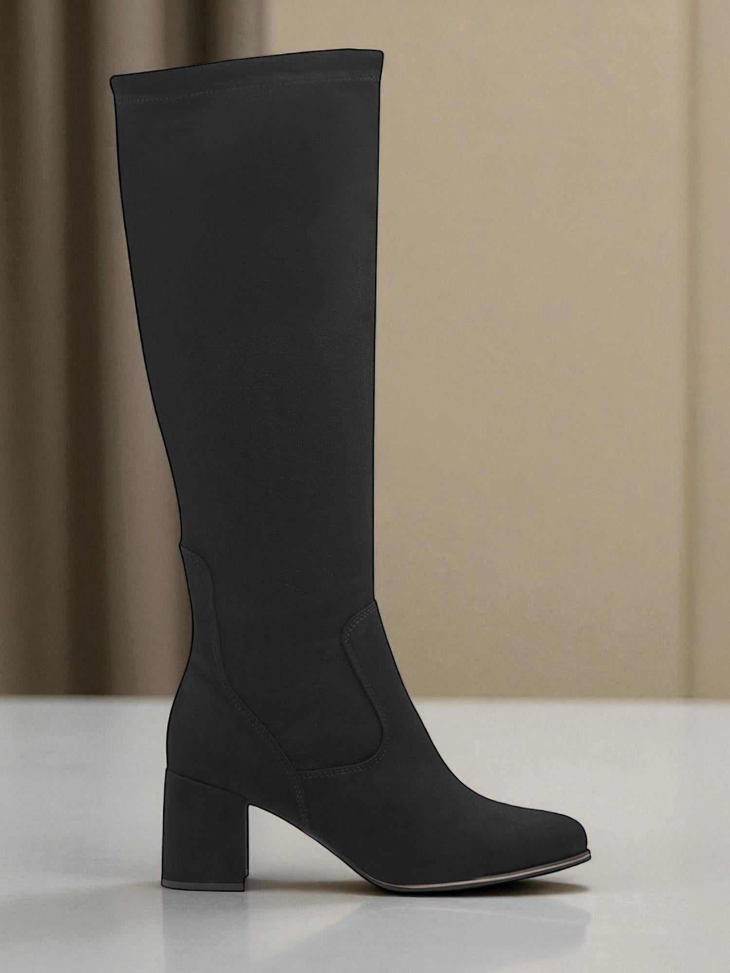 05035 Black Knee High Boots