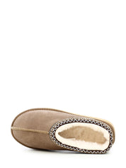 04343 Chestnut Platform Suede Wool Slippers