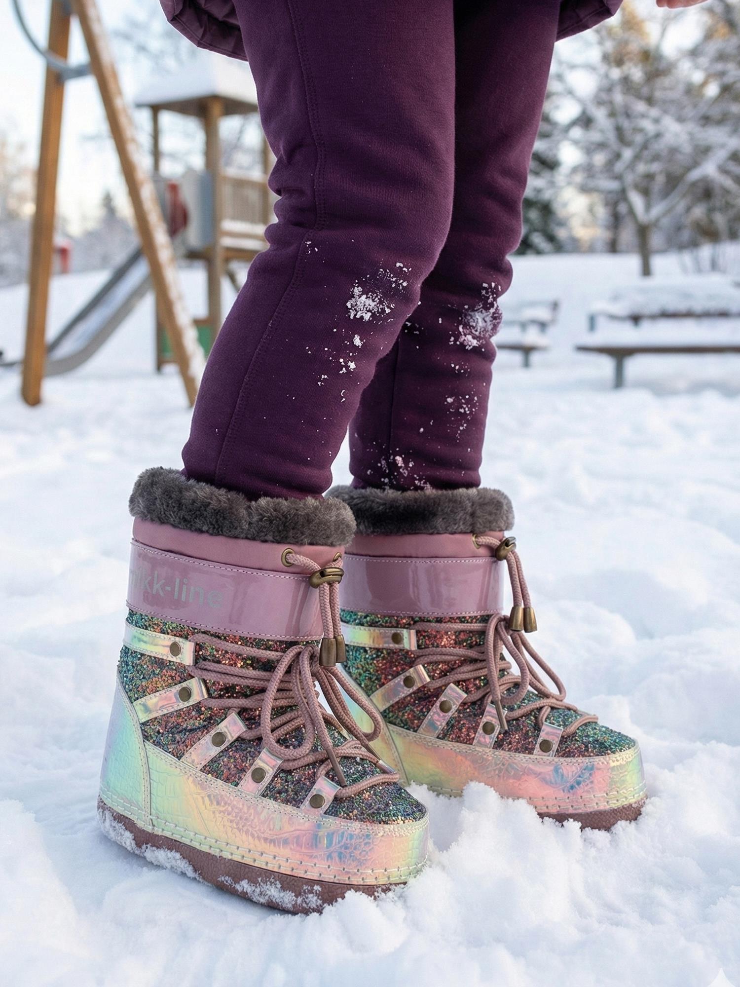 04164 Snow Boot Glitter Rose Brown