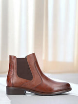04802 Brown Leather Zip Boots