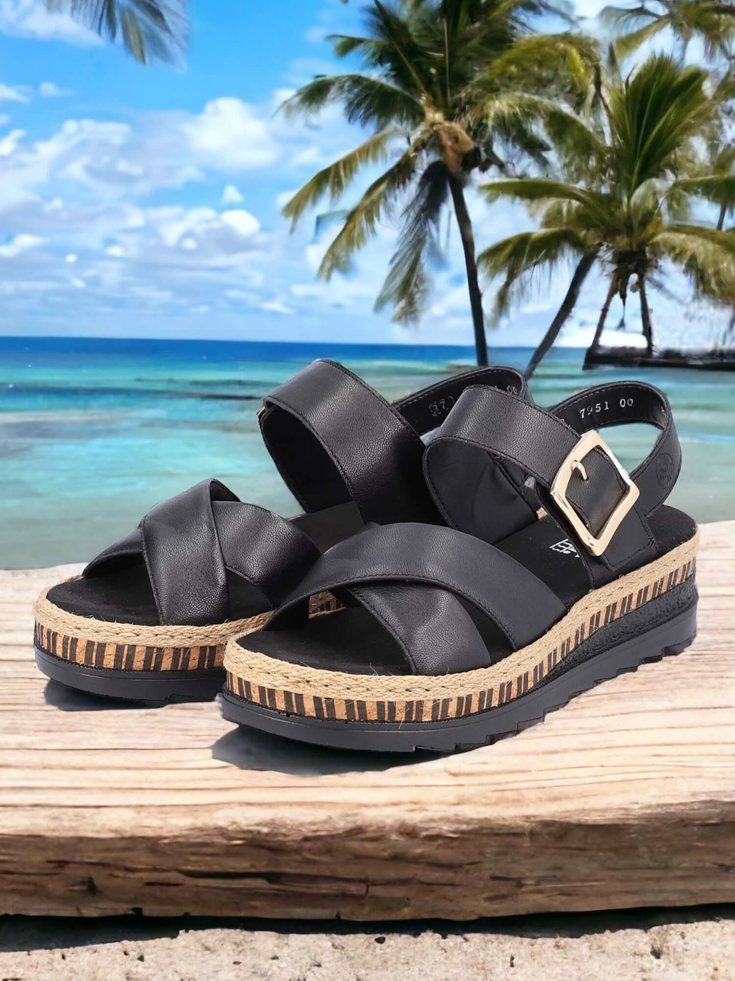 08084 Arizona Sandal Black Leather