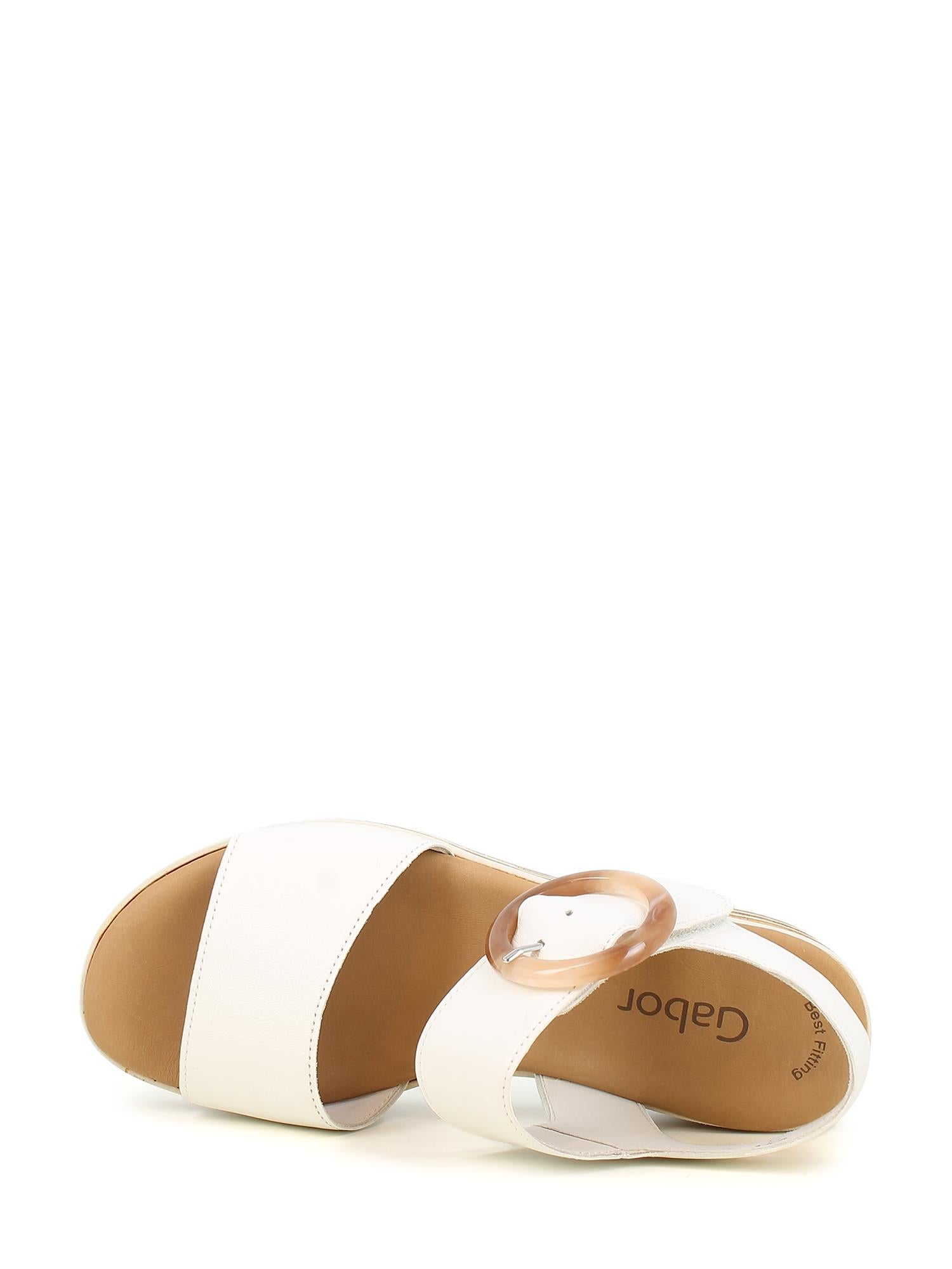 08370 Platform Sandal Cream Leather