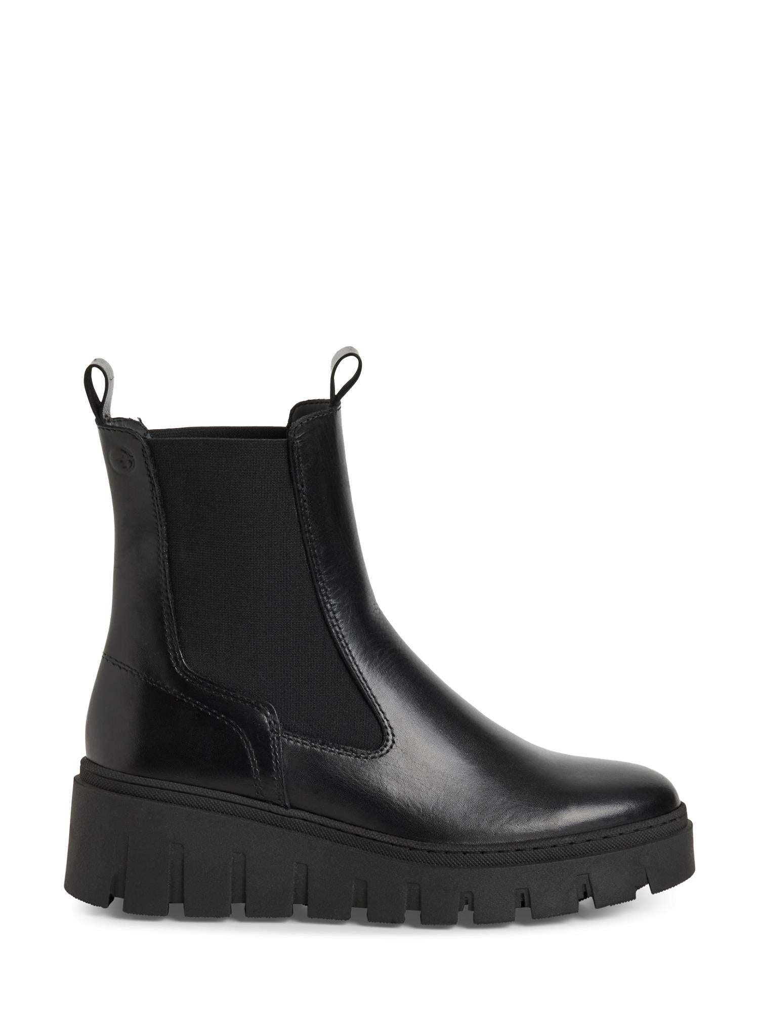 06569 Black Leather Wedge Chelsea